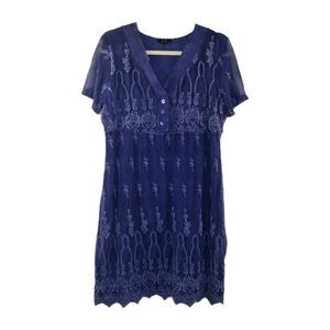 Fully Embroidered Boho Purple Dress Size 10 Hippie Festival